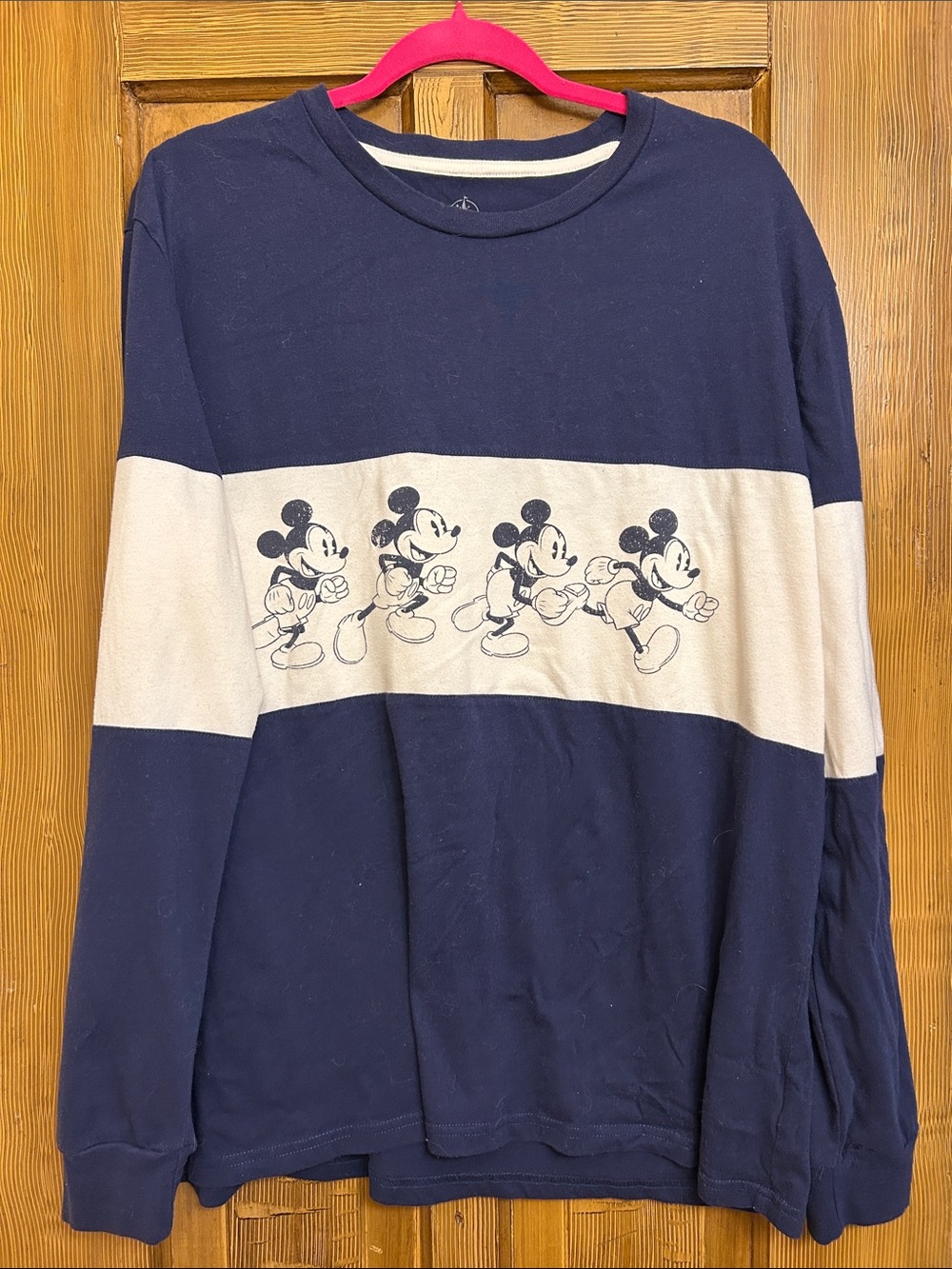 Disney Navy Tee with Pink Trim and White Stripe